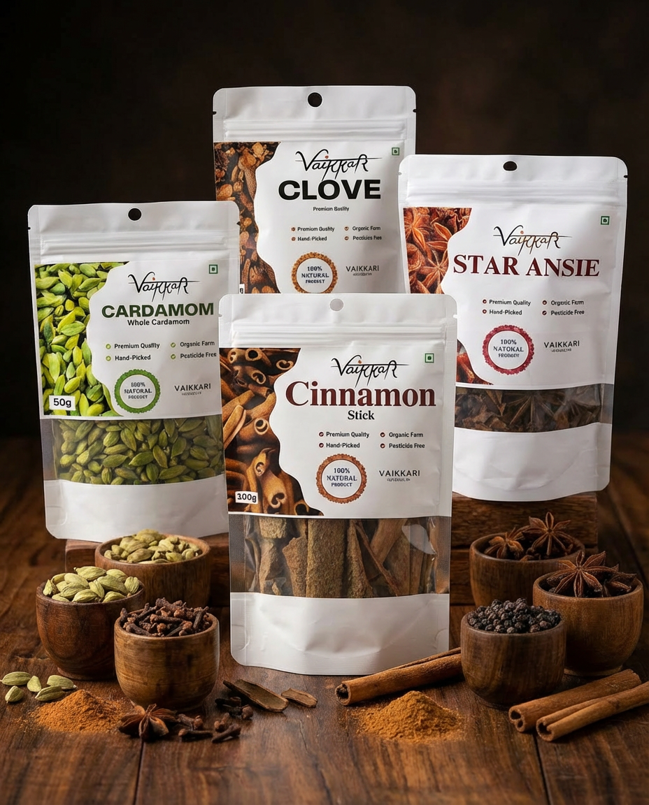 Idukki Spices Premium 3 Piece Combo Get 1  FREE Cardamom – 15g Each